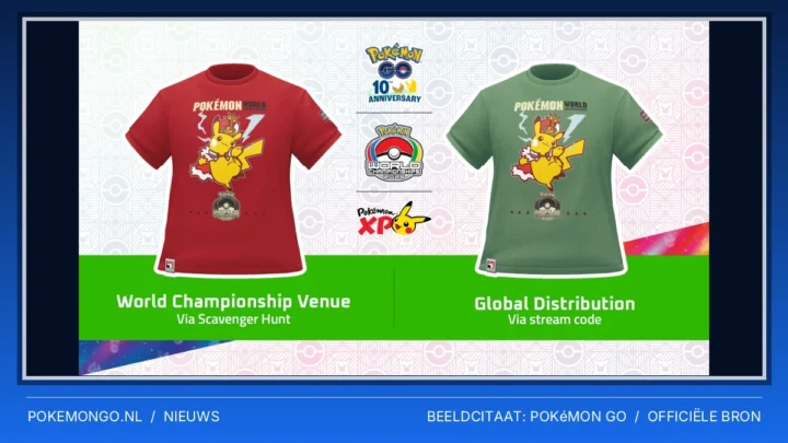 Zo claim je het gratis groene Worlds 2026-shirt in Pokémon GO